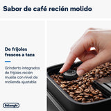 De'Longhi Magnifica Plus ECAM322.70.SB. Cafetera Superautomática con Sistema Leche LatteCrema Hot para Cappuccino Automático, 18 Recetas, Pantalla Táctil Color, Función Extra Shot, 1450W, Plata/Negro