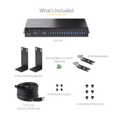 StarTech.com Hub Ladrón USB 3.0 5Gb de 16 Puertos Industrial - Metal - Montaje en Rack/Superficie/DIN - Carga Compartida USB 120W - ESD - Bloque de Terminales - Switch de 2 Hosts (5G16AINDS-USB-A-HUB)