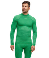FALKE Wool-Tech Round Neck M L/s SH Lana Hilo Funcional Secado rápido 1 Pieza, Capa de Base Superior Hombre, Verde Grass Green 7014 Trend, XL