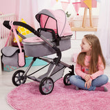 Bayer Design-18108AA Cochecito de Muñecas City Neo con Bolso Cambiador, Transformable, altura regulable, plegable, moderno, color gris, rosa con hada, Small (18108AA)