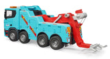 bruder 03553 - Camión de rescate y remolque Scania Super 560R con módulo de luz y sonido - 1:16 Vehículos, grúas, remolcadores, asistencia en carretera, transportadores