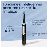 Oral-B iO 3 Cepillo de Dientes Eléctrico Negro, con 3 Cabezales, Diseñado por Braun