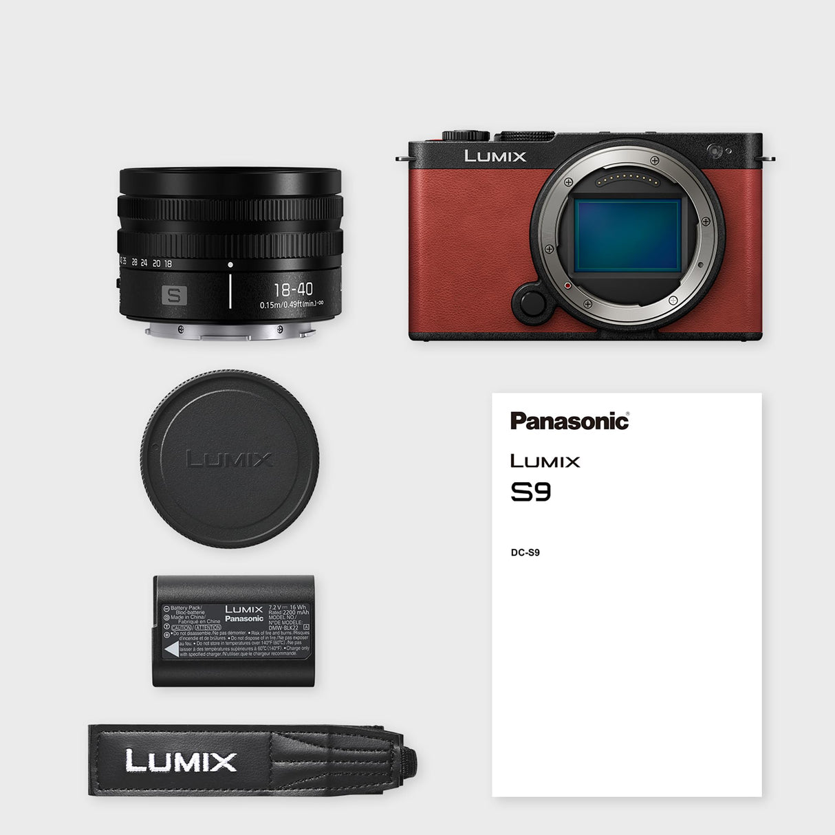 Panasonic Lumix DC-S9NE-R Cámara para Vlog con Fotograma Completo y Puerta Abierta sin Espejo, 24,2 MP, Vídeo 6K/4K, PDAF de 779 Puntos, WiFi 5 GHz, Rojo, con S-R1840 18-40mm S Lente De Cámara