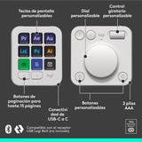 Logitech MX Creative Console, keypad programable con 9 teclas LCD personalizables y dial de control para diseño gráfico, edición de vídeo, fotografía, uso con Adobe, Zoom, Spotify - Gris Pálido