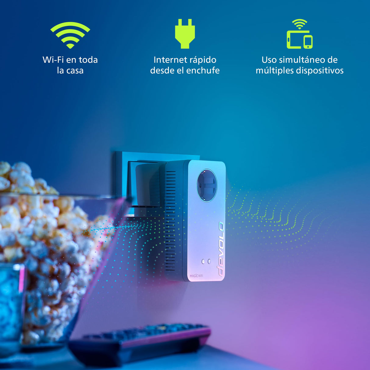 Devolo Magic 2 WiFi 6 Multiroom Kit, Adaptador WiFi Powerline, hasta 2.400 Mbps, Toma Mesh WiFi, 2X conexión Gigabit LAN, Punto de Acceso, Blanco