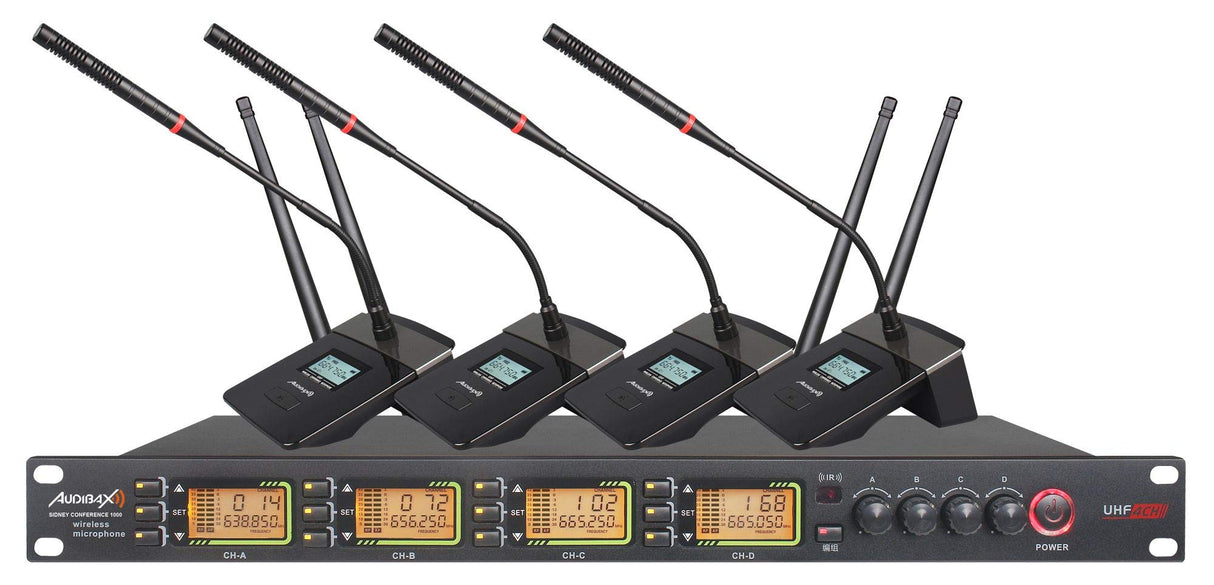 Audibax Sidney Conference 1000 Sistema Inalámbrico de Conferencia 4 Canales UHF