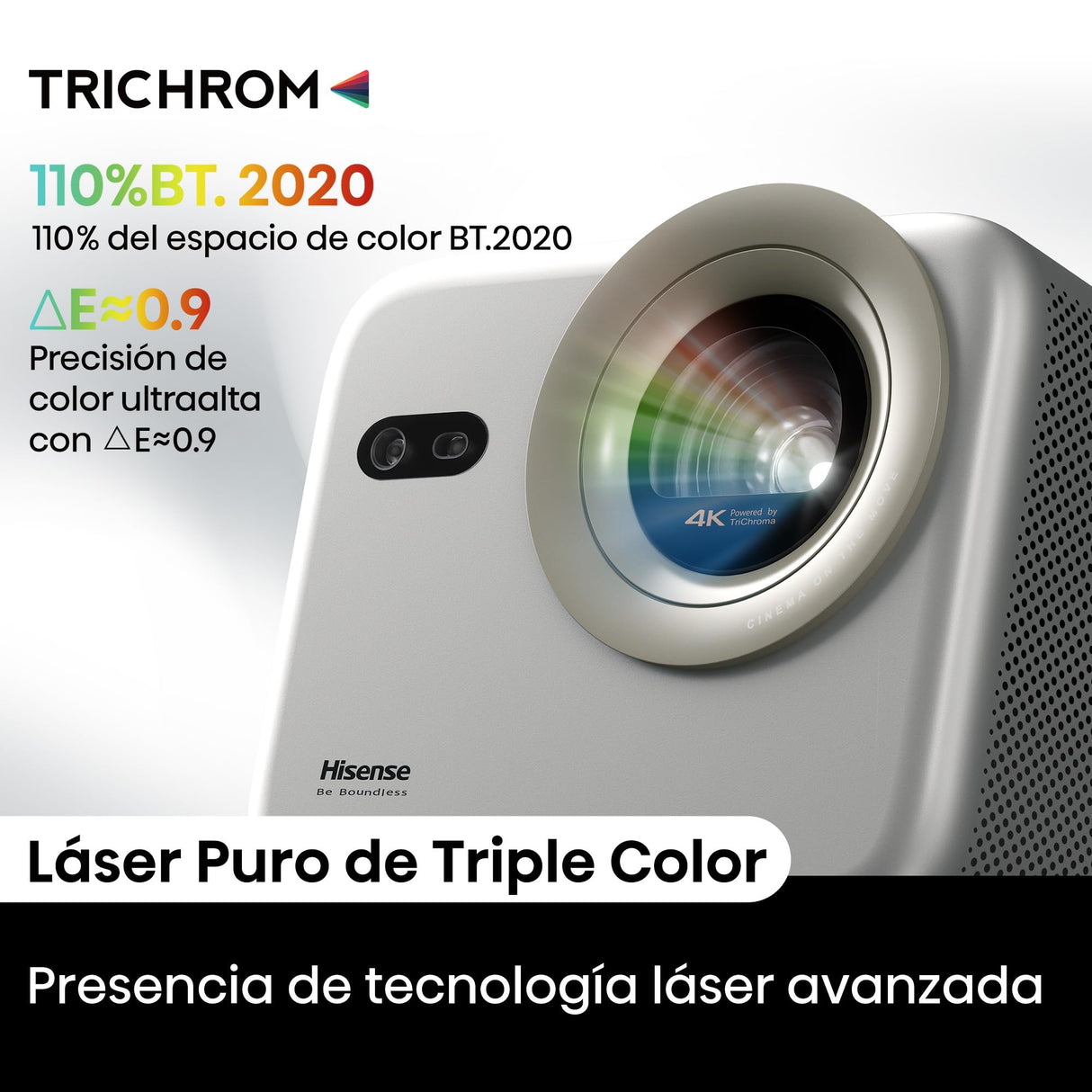 Hisense M2 Pro - Mini Proyector Laser Trichroma UHD 4K Smart TV, de 65" a 200", 1300 Lumen, Dolby Vision, Zoom Óptico, Autoenfoque, Protección Ocular, Auto-Corrección Trapezoidal