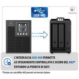 Atlantis A03-OP1002XLN Online 88% Quieter Server UPS Double Conversion Pure Sine Wave 1000VA 700W, Low Noise Fan Gelid 23,6 dBA, USB,2 Schuko + 1 IEC, 2x12V-9Ah