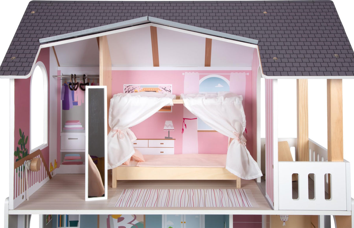 Small Foot Casa de muñecas Villa de Ensueño XL, 3 Pisos, muñecas de hasta 30 cm, Escala 1:6, Aspecto de Madera, 12730