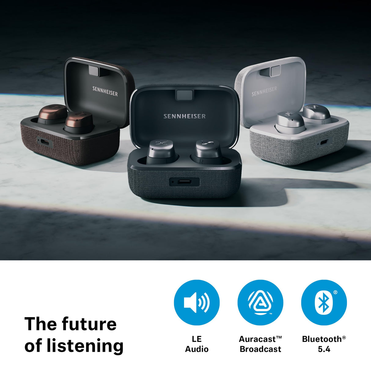 Sennheiser Consumer Audio MOMENTUM True Wireless 4 - Auriculares inteligentes con Bluetooth 5.4, sonido nítido, diseño cómodo, duración de la batería de 30 horas, ANC adaptativo, LE y Auracast, blanco