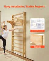 VEVOR Interior de Madera Maciza Niveles, Escalera de Escalada Carga de 99,8 kg, Gimnasia con Barra de Dominadas para Niños y Adultos, Color (10-Level Solid Wood Indoor Jungle Gym)