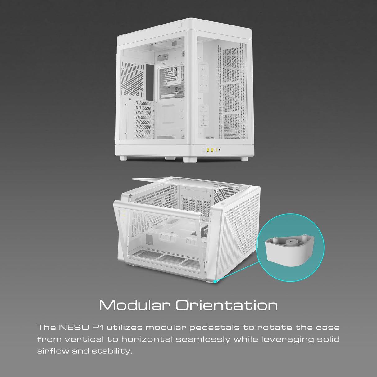GAMDIAS RGB Dual-Chamber Tempered Glass Gaming PC Case, 2-Way Standing w/Vertical & Horizontal Orientaton & One-Touch Open Computer Case Support 420mm AIO & Huge Cable Management