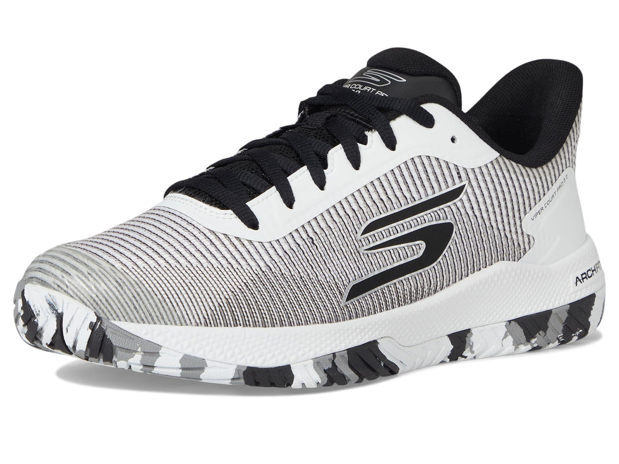 Skechers Viper Court Pro 2.0, Zapatillas Hombre, White Synthetic/Textile/Black Trim, 44 EU
