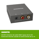 HDMI Audio Extractor CEC - Marmitek CEC130 - Admite control de volumen a través de CEC - Convertidor HDMI - Interfaz de Audio