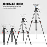 NEEWER Trípode para cámara de Video de 76 Pulgadas con Cabezal Fluido, liberación rápida de un Paso con amortiguación Ajustable, Soporte de trípode de Aluminio Resistente, Placa QR de Modo Dual para