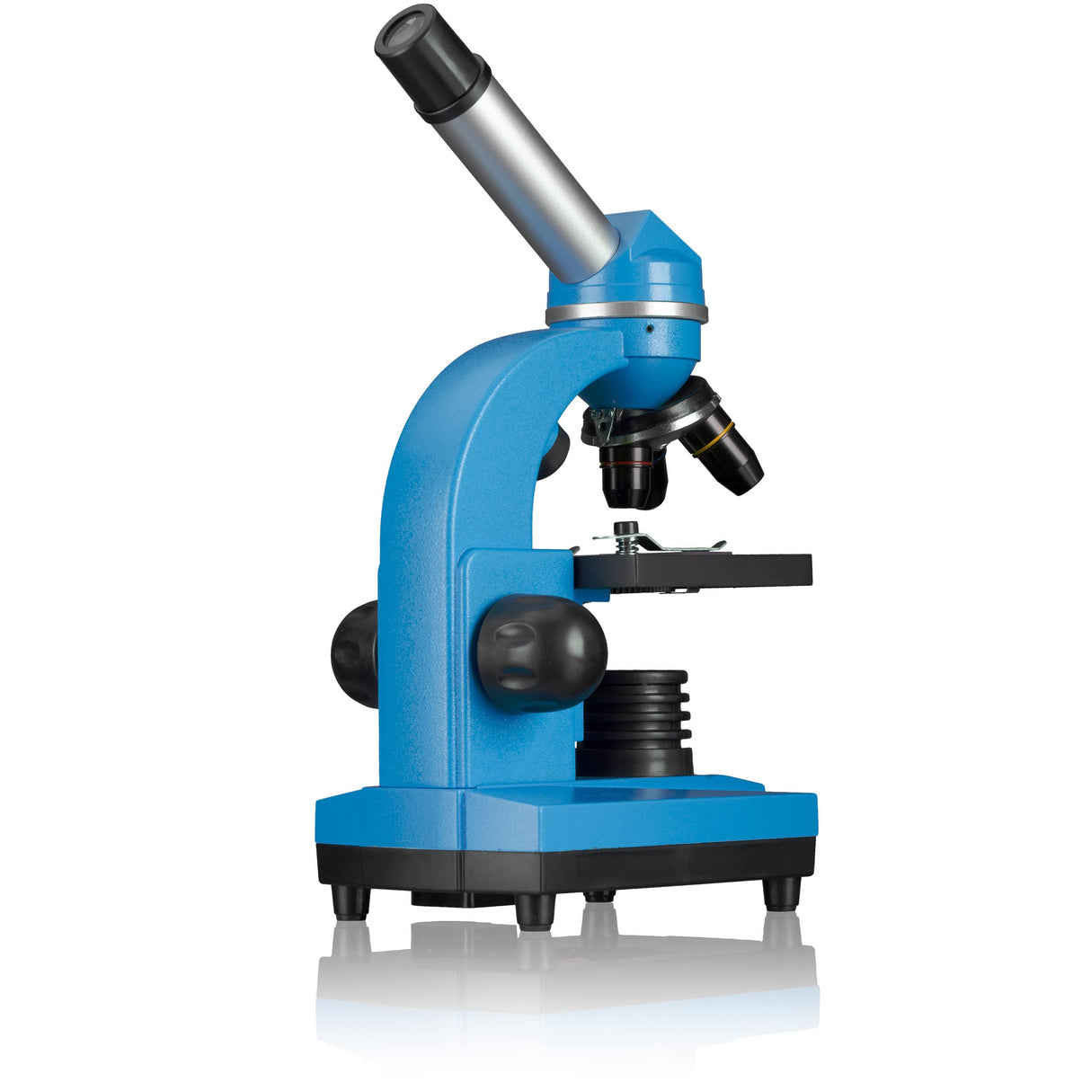 Bresser Microscopio para Estudiantes Biolux Sel con Soporte para Smartphone, Ricos Accesorios y Sistema de Zoom Barlow para niños, Principiantes y Adultos, Color Azul