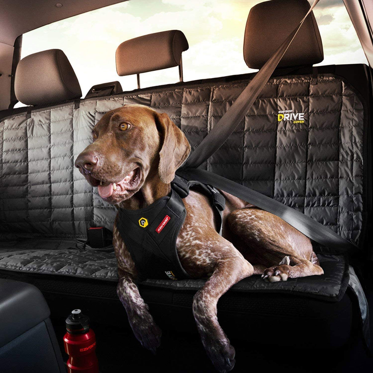 Ezydog Drive Arnés De Coche para Perro, Cinturón De Seguridad para Perros, Multifunción, Ajustable, Arnés De Chaleco De Viaje (L, Negro)