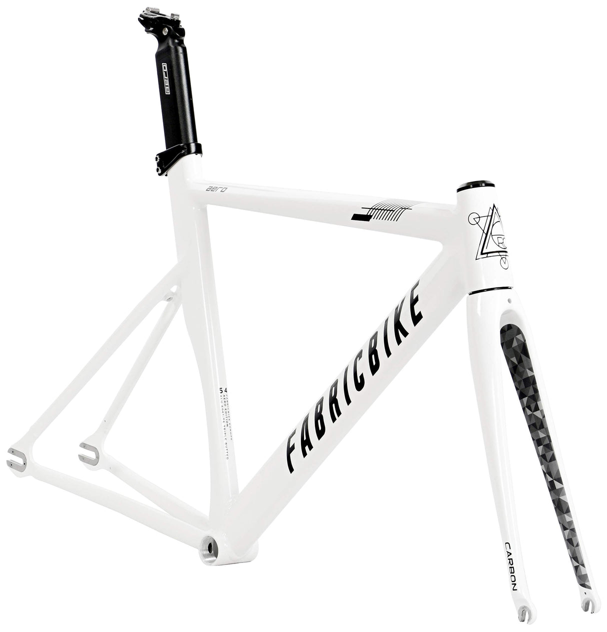 FabricBike Aero - Cuadro para Bicicleta Fixie, Fixed Gear, Single Speed, Cuadro de Aluminio y Horquilla de Carbono, 5 Colores, 3 Tallas, 2,145g (Talla M) (Glossy White & Black, M-54cm)