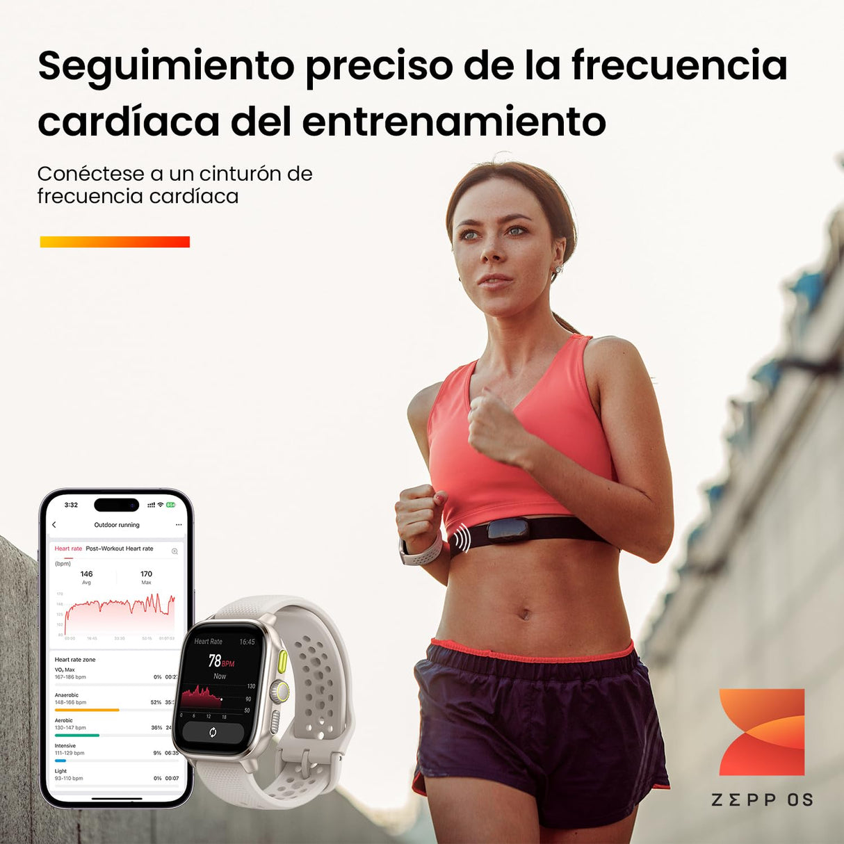 Amazfit Cheetah Square 44mm Reloj Inteligente Ligero para Correr con GPS de Doble Banda, mapas sin conexión,Monitor frecuencia cardíaca,oxígeno Sangre, Zepp Fitness