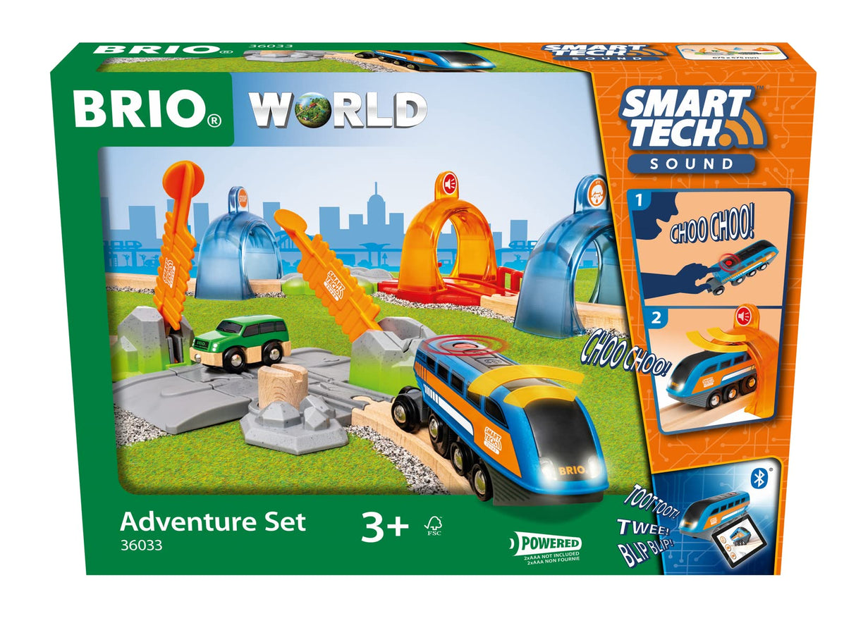 Brio - Set de Aventuras con Sonido, BRIO Ferrocarriles, Tren Juguete, Set de Construcción, Construcciones para Niños, Juguetes Niños 3 Años o más, 17 Piezas, Exclusivo de Amazon