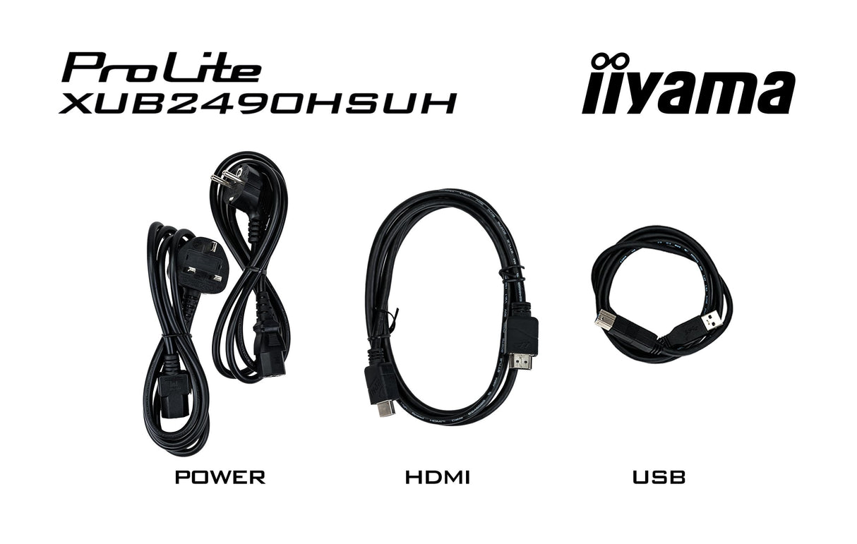 iiyama Monitor de Escritorio, XUB2490HSUH-B2-60.5 cm, IPS, 1920 x 1080/100Hz, 1H1DP, HAS, cámara Web