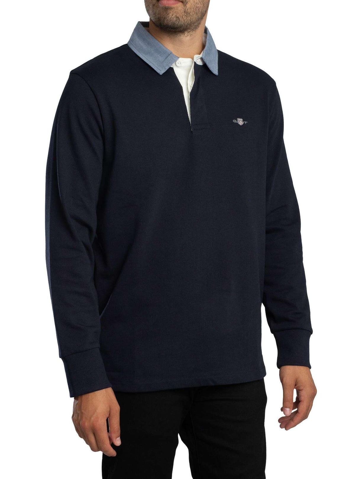 GANT Hombre Polo De Manga Larga Chambray Regular Heavy Rugger, Evening Blue, L