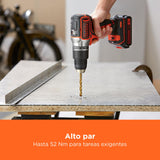 BLACK+DECKER Taladro percutor inalámbrico de 18V con 2 baterías de 2,5Ah, velocidad variable, 2 engranajes, 52Nm de par, POWERCONNECT, BL188E2K-QW