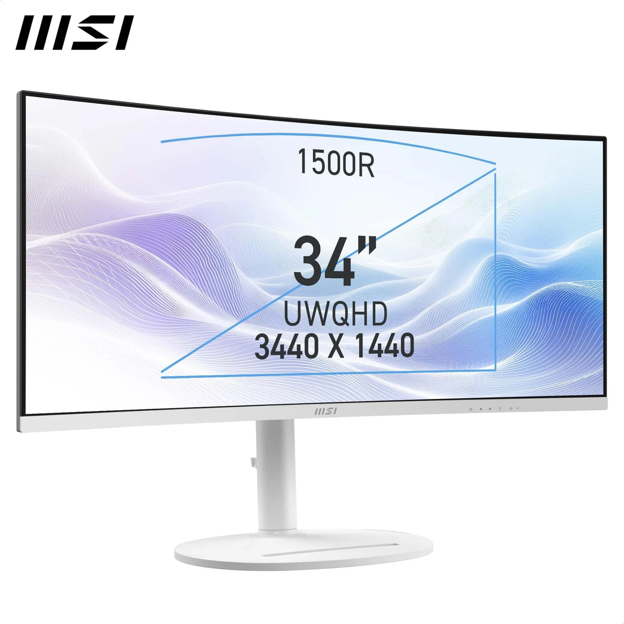 MSI Modern MD342CQPW Monitor Curvo de 34" UWQHD 1500R, Panel VA 3440 x 1440, 21:9, KVM, Pip/PBP, 120Hz, 300 nits, Anti-Glare, Altavoces Integrados, Ajustable en 3 direcciones, HDMI 2.0b