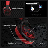 Boat Rockerz 550 - Auriculares inalámbricos Bluetooth con micrófono hasta 20 Horas de reproducción, Controladores de 50 mm, Almohadillas Acolchadas Suaves y Aislamiento físico de Ruido (Rojo)
