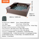 VEVOR Caja de Arena con Tapa Areno de HDPE Cuadrado de 1235 x 1235 x 315 mm con 4 Asientos en Las Esquinas y Revestimiento Inferior para Niños de 3 a 12 Años para Patio al Aire Libre, Parque, Marrón