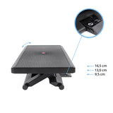 hjh OFFICE 721040 Reposapiés ergonómico PIEDINO Stripe Pro Negro, Soporte para pies con Altura Ajustable, Apoyapiés, Inclinable sin etapas