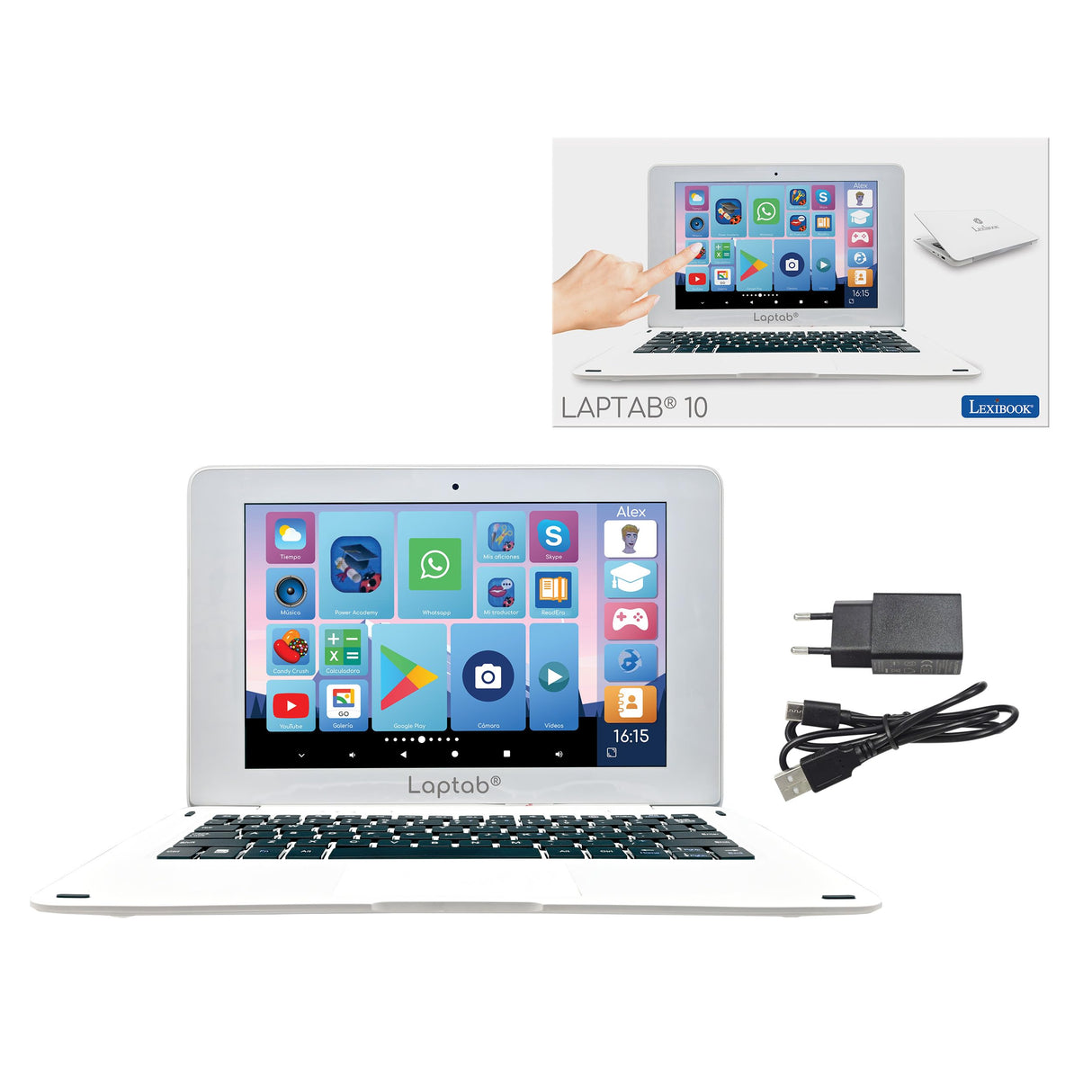 LEXIBOOK, LAPTAB® 10, Portátil con Pantalla táctil, Diseñado para Toda la Familia, Contenido Educativo y Divertido, Powered by Android™, Control Parental, Ultrafino y Ligero, LT10ES