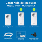 Devolo Magic 2 WiFi 6 Multiroom Kit, Adaptador WiFi Powerline, hasta 2.400 Mbps, Toma Mesh WiFi, 2X conexión Gigabit LAN, Punto de Acceso, Blanco