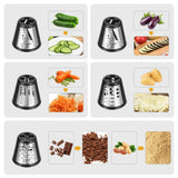 Meykey Cortador Eléctrico de Frutas y Verduras de Acero Inoxidable, 250 W, 5 Cuchillas Cónicas