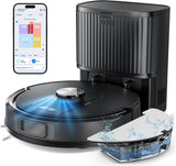 Vexilar W11 Robot Aspirador y Fregasuelos con Potente Succión 6000Pa, Robot Aspirador con Sistema de Navegación Láser Inteligente, Mapeo Inteligente, Base Autovaciado, Negro