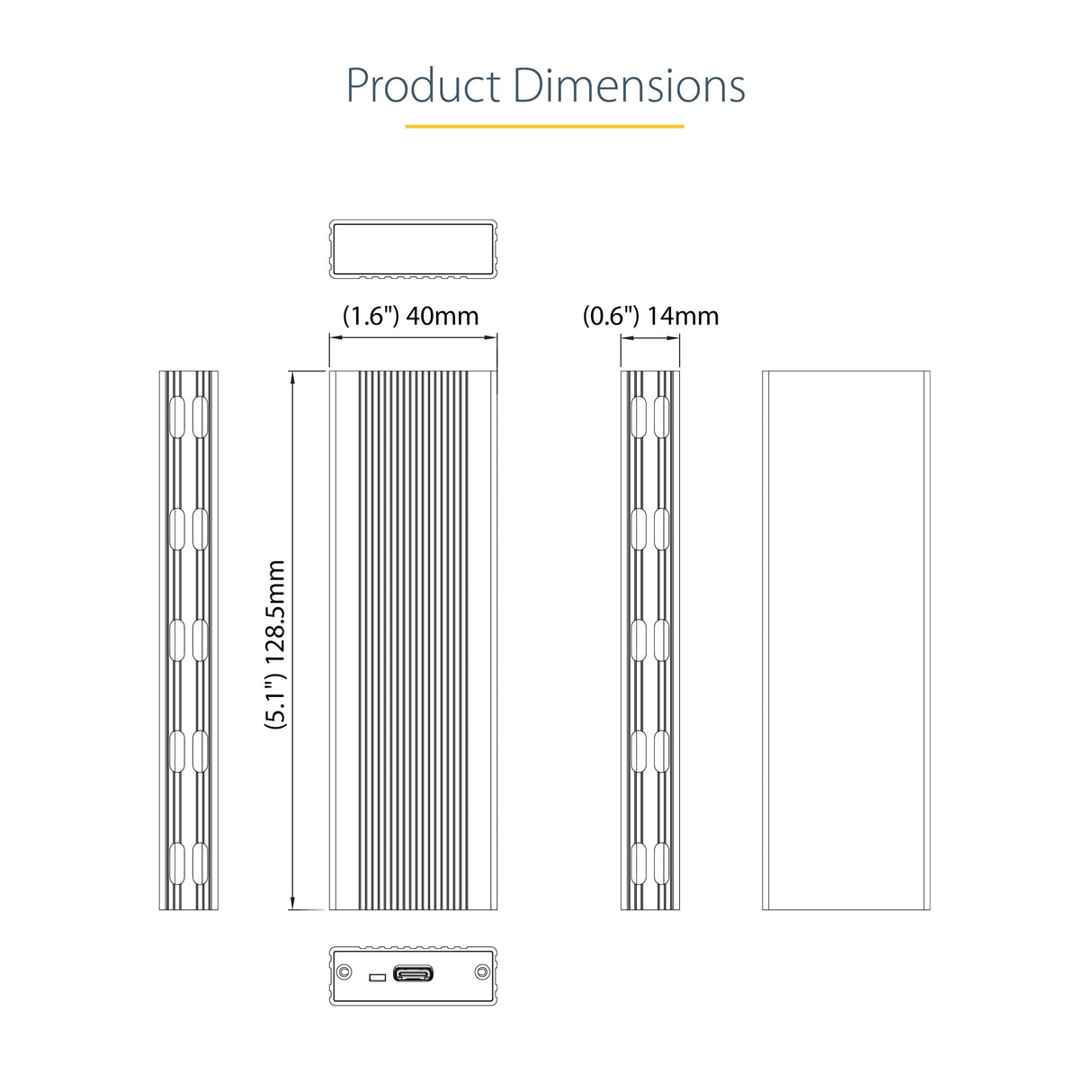 StarTech.com USB-C 10Gbps to M.2 NVMe or M.2 SATA SSD Enclosure -, W126322503 (M.2 SATA SSD Enclosure - Portable External M.2 PCIe/SATA NGFF SSD Aluminum Case - USB Type-C & USB-A)