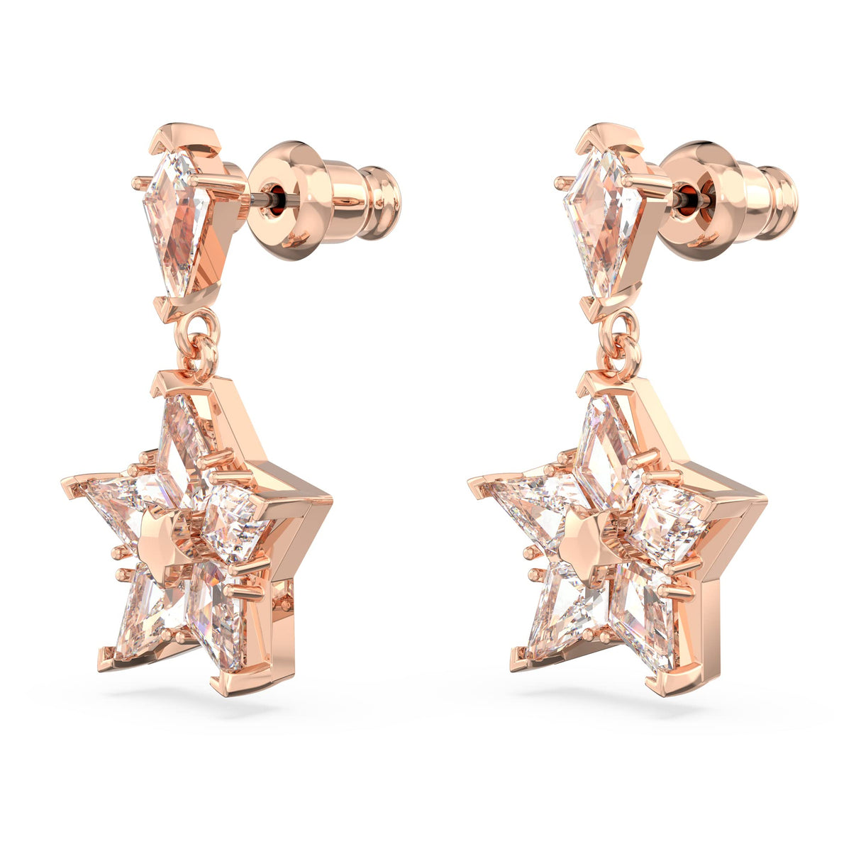Swarovski Pendientes Stella para Mujer, Cristal Transparente en Forma de Estrella, en Baño Tono Oro Rosa, Colección Stella de Swarovski