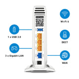 AVM Fritz!Box 4060 (Router Wi-Fi 6 Mesh Router, hasta 4.800 Mbps (5 GHz) y 1.200 Mbps (2.4 GHz), 3 x Gigabit LAN, DECT Base, USB 3.0, versión Alemana