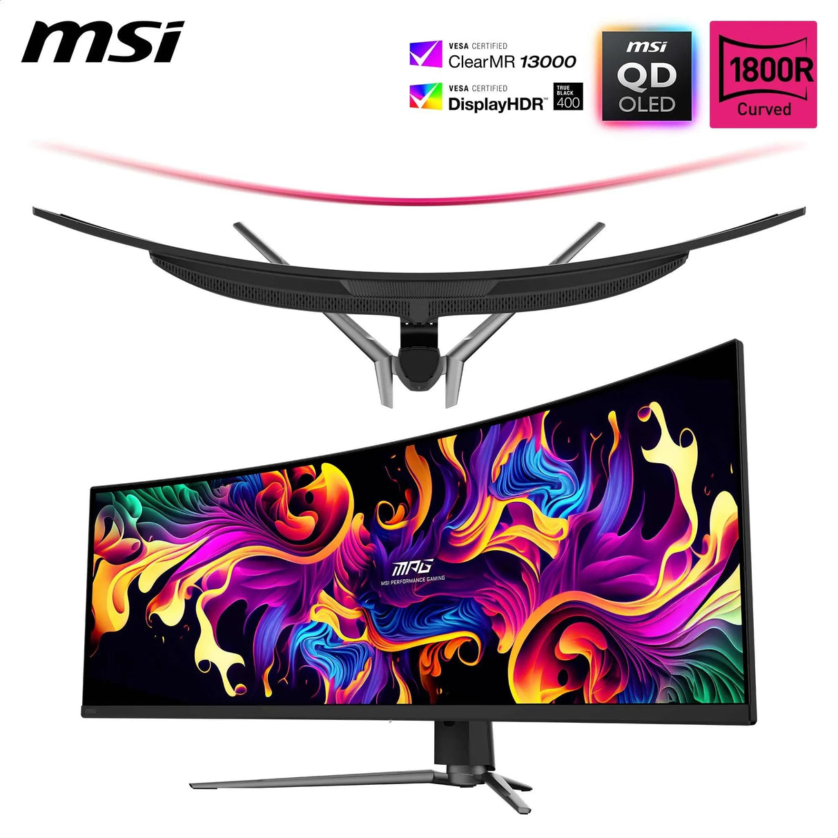 MSI MPG 491CQPX QD-OLED Monitor Curvo Gaming de 49" DQHD, 1800R, 5120 x 1440 Quantum Dot OLED Panel, 240Hz/0.03ms, 99% DCI-P3, Display HDR True Black 400, KVM, Negro