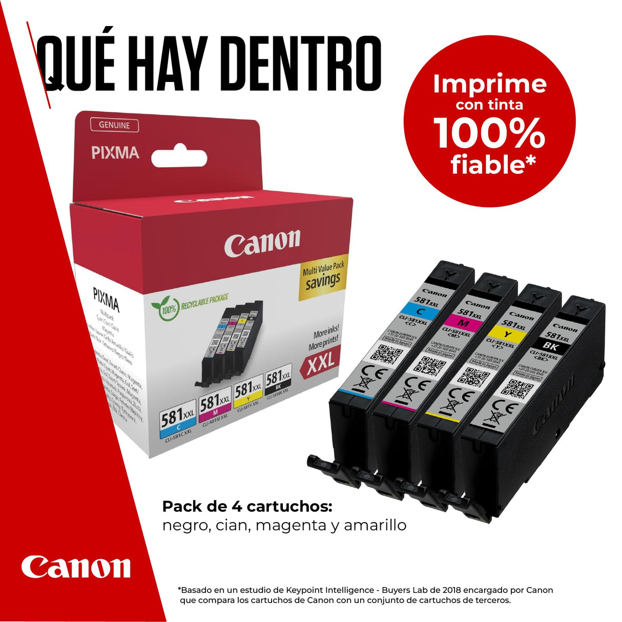 Cartouches d'encre CANON CLI-581XXL Noir/Cyan/Magenta/Jaune - Multipack 4 couleurs
