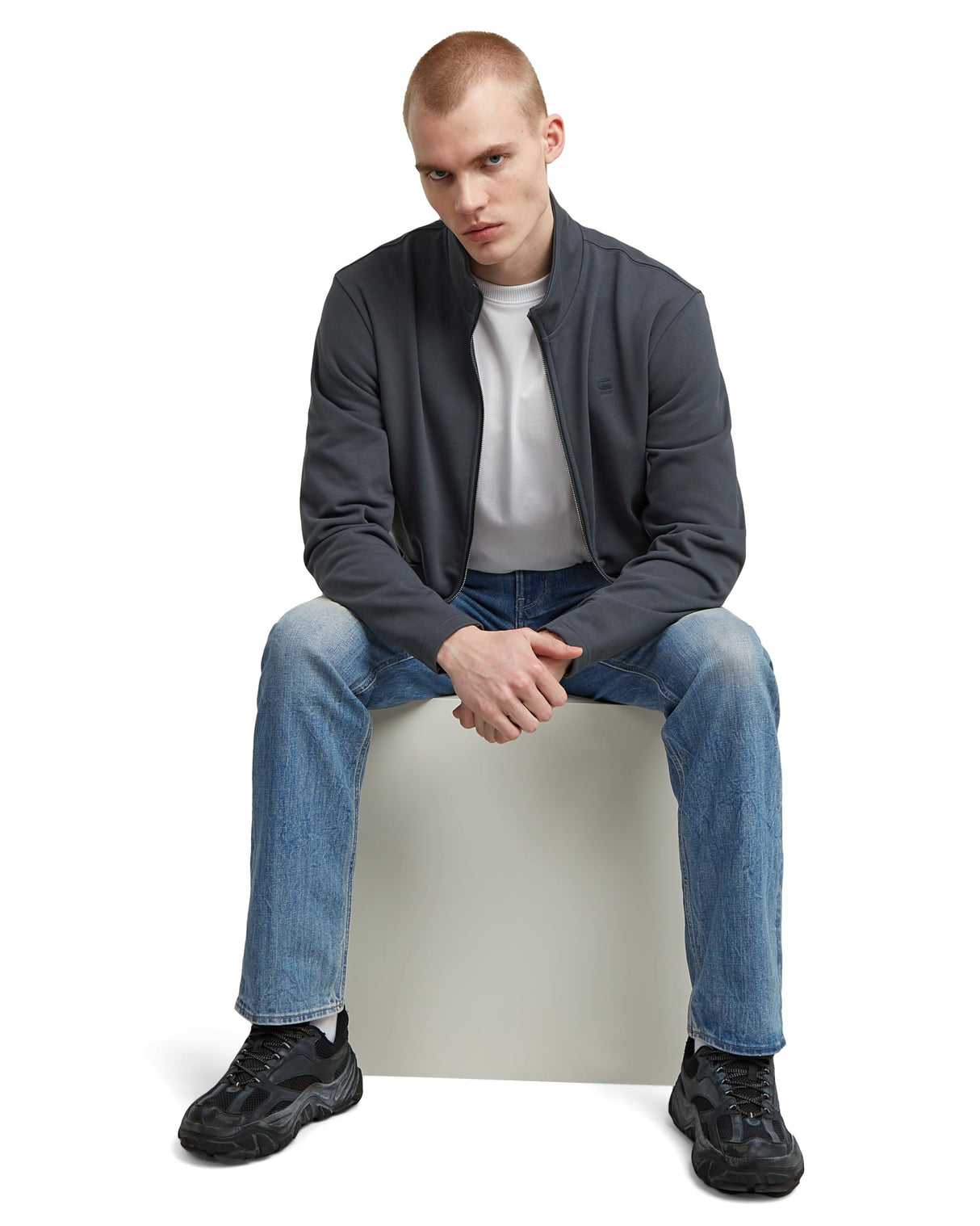 G-STAR Nifous Zip Thru Sweater, Sudadera para Hombre, Azul (India Ink D25122-d566-h392), M