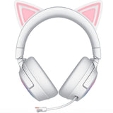 Razer Kraken Kitty V3 Pro - Auriculares inalámbricos RGB Kitty para Juegos - Orejas de Gato reactivas para Streaming - Diafragma 40mm - Hyperspeed Wireless y Bluetooth - THX Spatial Audio | Blanco