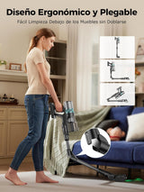 Proscenic P16 Aspiradora sin Cable 55Kpa/550W/65Mins, Aspiradora Escoba Vertical con Tubo Plegable, Cepillo Anti-Enredo y Pantalla Táctile LED para Suelo/Alfombra/Pelos de Mascotas