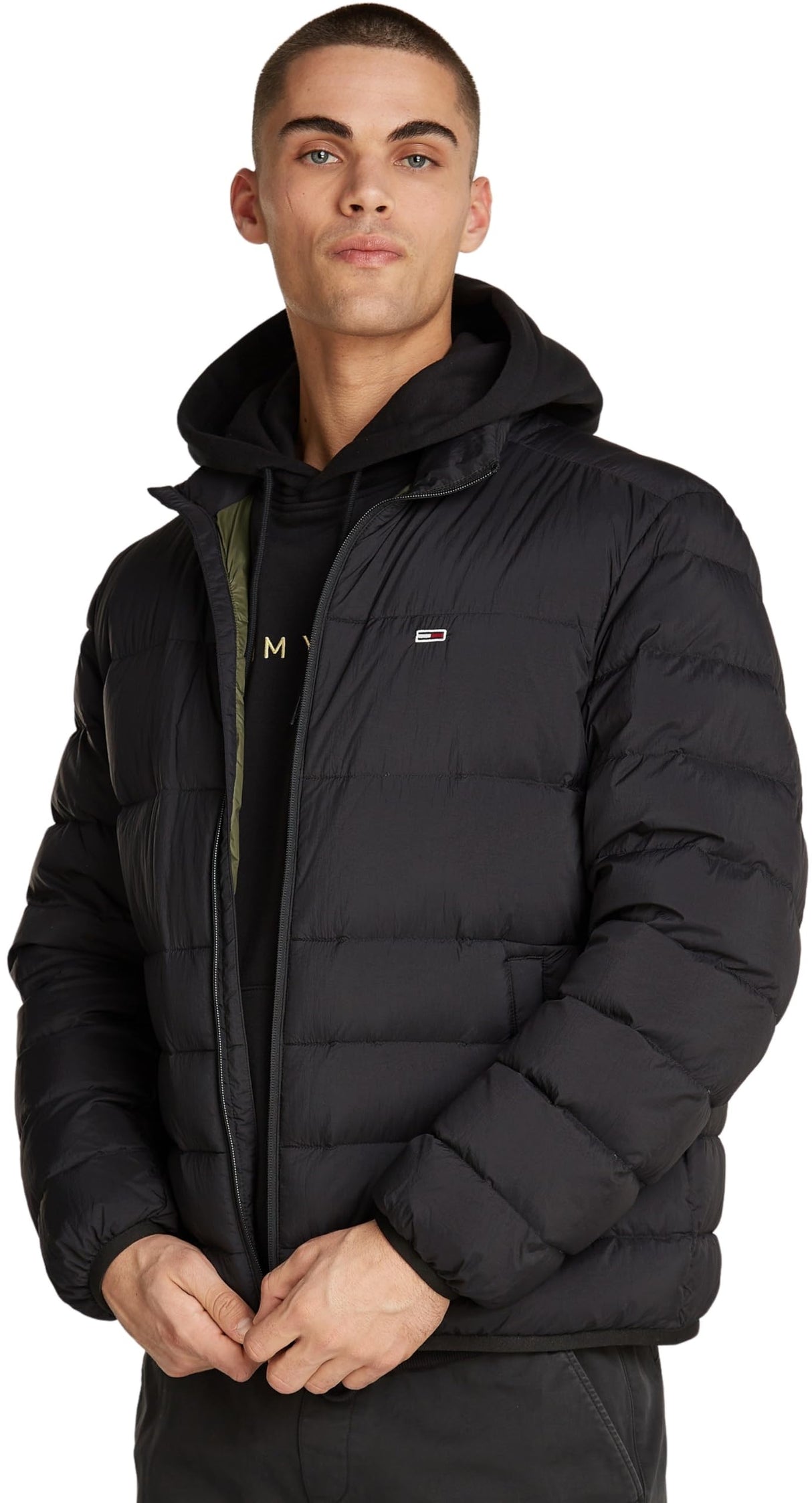 Tommy Jeans Cazadora Acolchada Hombre Packable Down Jacket con Cremallera, Negro (Black), M