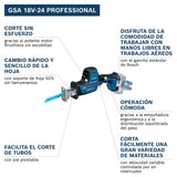Bosch Professional 18V System Sierra Sable a Batería GSA 18V-24 (incl. S922EF, S2345X, kit de gancho para escalera, L-BOXX)