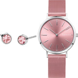 BERING 14134-999-GWP Reloj de Cuarzo para Mujer con Caja de Acero Inoxidable Plateado de 34 mm y Esfera Rosa, Correa milanesa, Cristal de Zafiro y Resistencia al Agua de 3 ATM