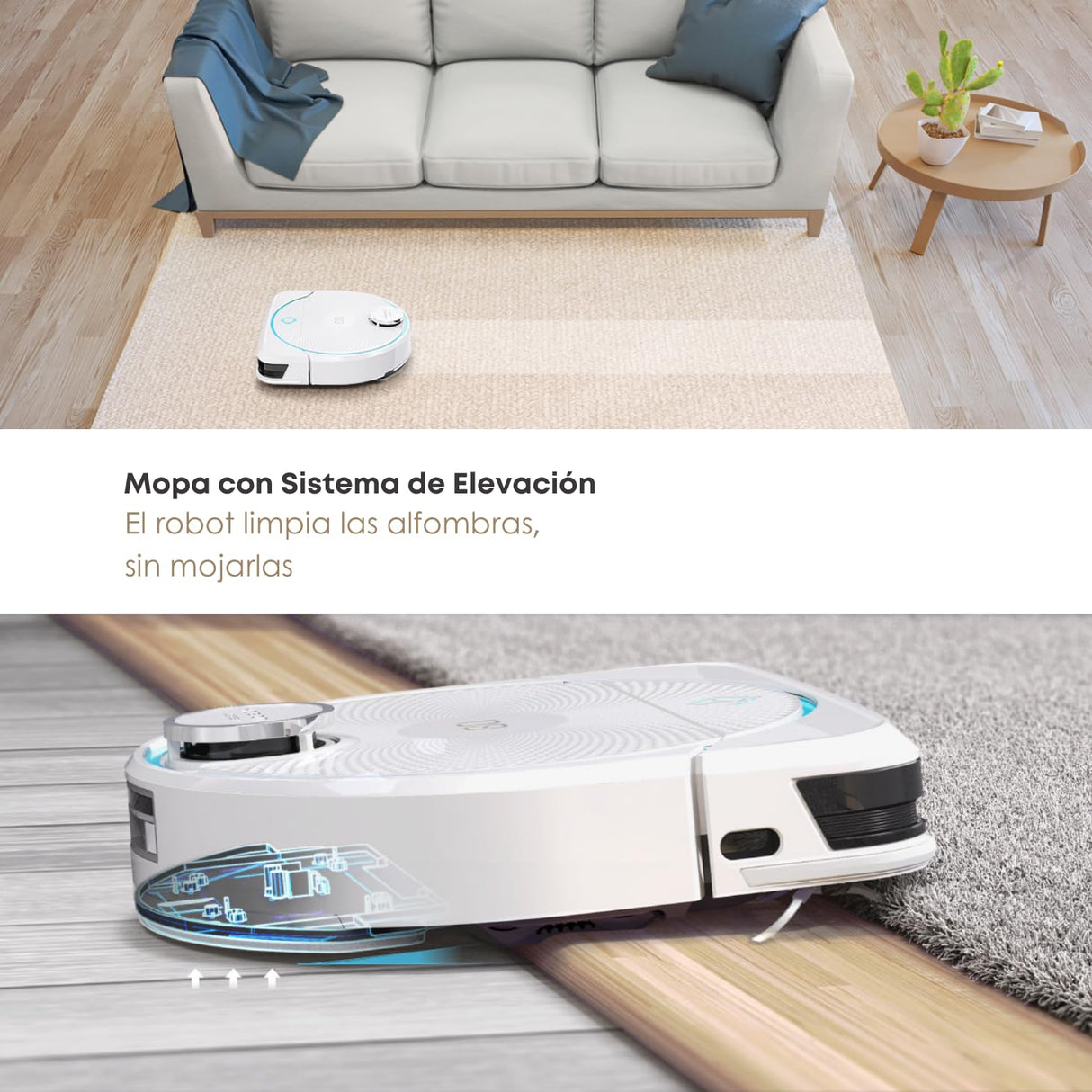 SMARTBOT Robot Aspirador y Fregasuelos - 4 en 1 Aspirador - Friegasuelos - Barre - Pasa la Mopa - Fregasuelos 1.300 Veces/min - Robot Friegasuelos 3 años garantía HOBOT LEGEE-D8 Eco Compactor