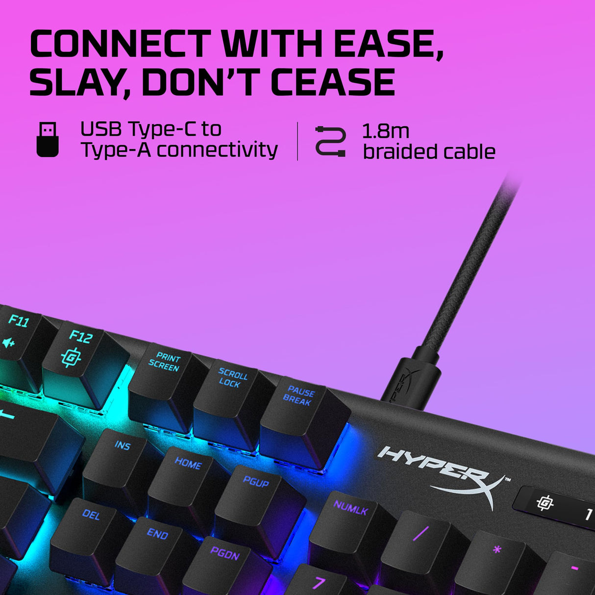 HyperX Alloy Origins – Teclado mecánico para videojuegos, Teclas HyperX Blue Mecánicas, Compacto, Portátil, Carcasa de aluminio duradera, Personalización avanzada, Software HyperX NGENUITY US Layout