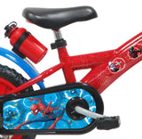 A.T.L.A.S. Bicicleta de 12 Pulgadas Equipada con 1 Freno, Placa Frontal Decorativa, Guardabarros, cárter, estabilizadores y Casco Spiderman Incluido Delantera, Niños, Rojo idéntico a Las Fotos, 12''