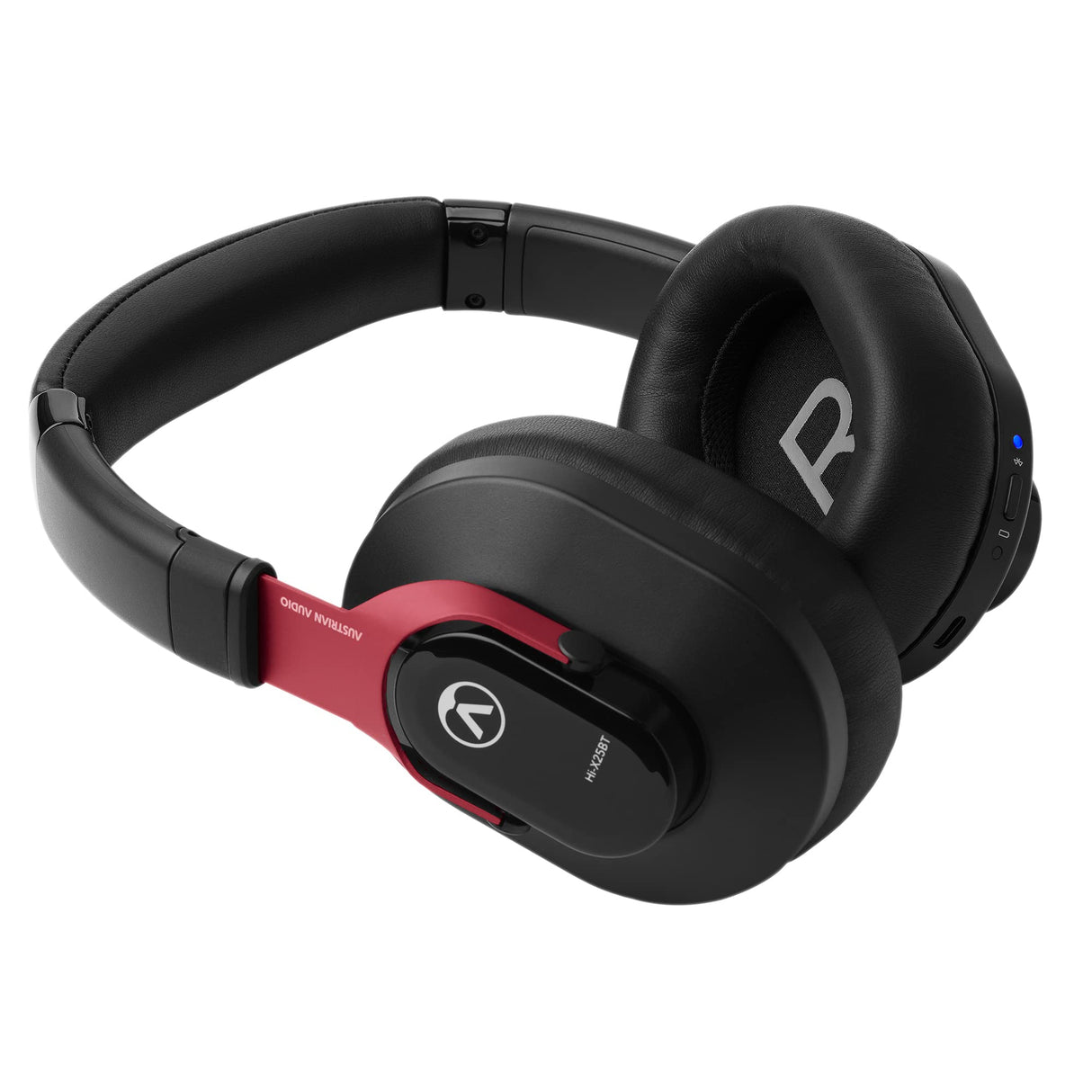 Austrian Audio Hi-X25BT Auriculares Bluetooth, Auriculares inalámbricos Profesionales (circumaurales, Almohadillas de Espuma con Memoria, Control táctil), Negro/Rojo